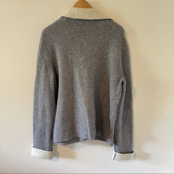 Anthropologie Alpaca Wool Blend Moto Knit Jacket Asymmetric Zip Gray Cream-Large - Picture 8 of 12